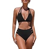 popvil High Waisted Bikini Sets for Women Two Piece Swimsuit Halter Top Bathing Suit