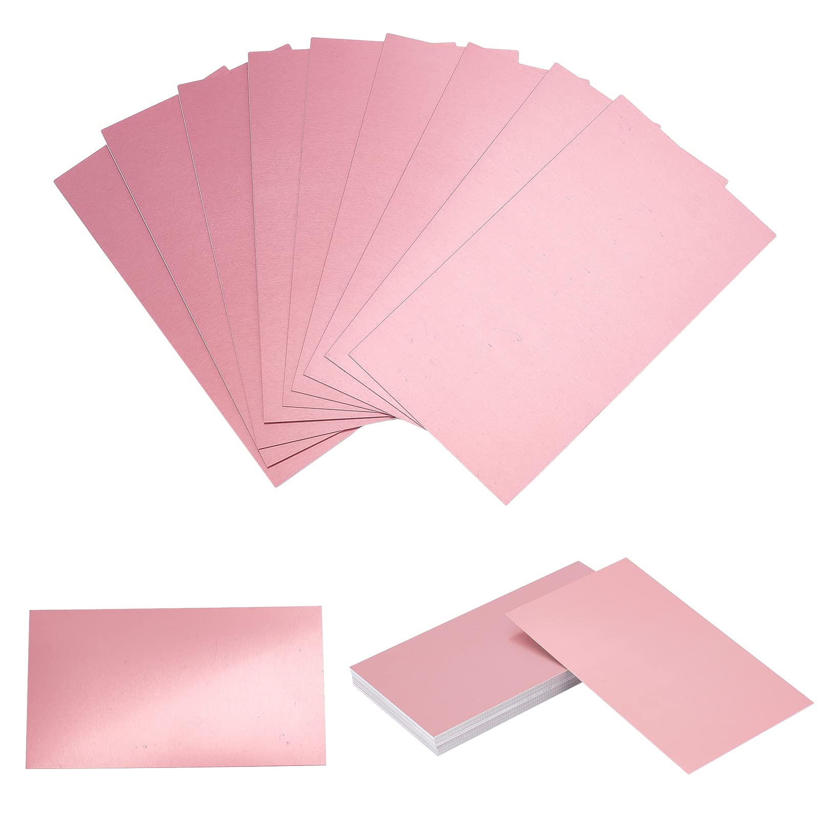 NBEADS 20 Pcs 0.5mm Thick Metal Business Card, Pink 9.2x5 cm Aluminum Blanks Name Card Laser Engraved Business Card for House Office Customer DIY Gift Cards