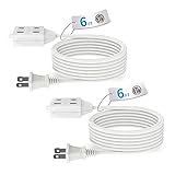 TiFFCOFiO Indoor Extension Cord, 2 Prong 6 Feet
