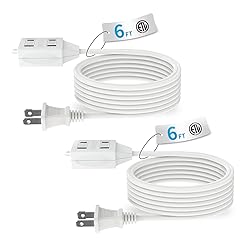 TiFFCOFiO Indoor Extension Cord, 2 Prong 6 Feet