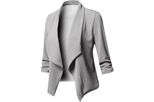 Wkishenl Womens Casual Blazers Open Front Long Sleeve Work Office Jackets Blazer Summer Chic Solid Suit Jackets with Pockets