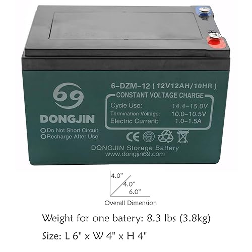 TDPRO Pack of 6-DZM-12 12V 12AH Battery for Electric Bike