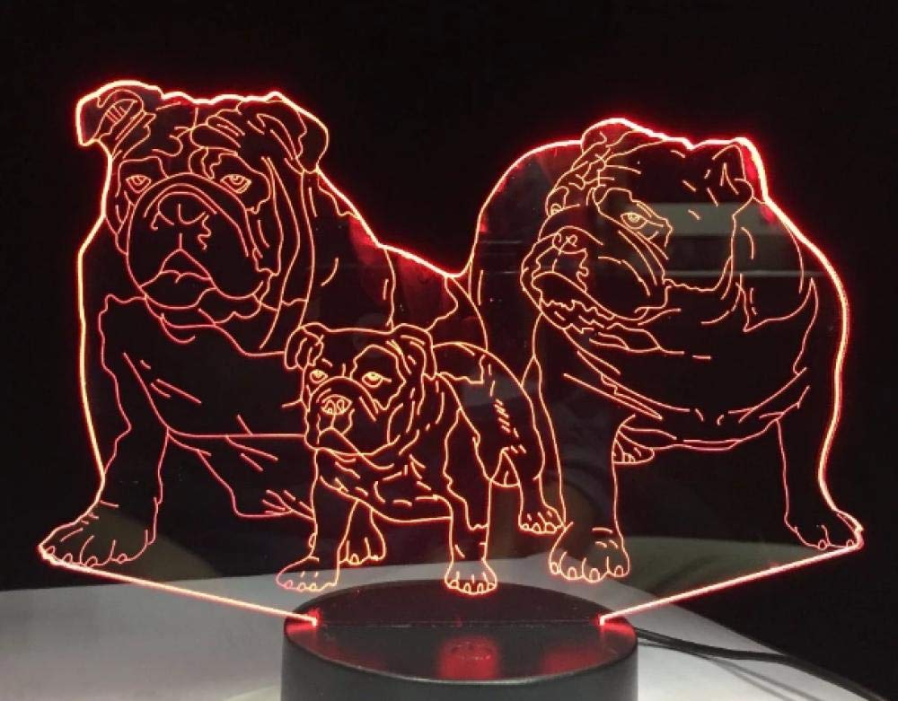 Nette Hundefamilie LED Nachtlicht 3D Illusion Lampe Kinder Nachtlampe