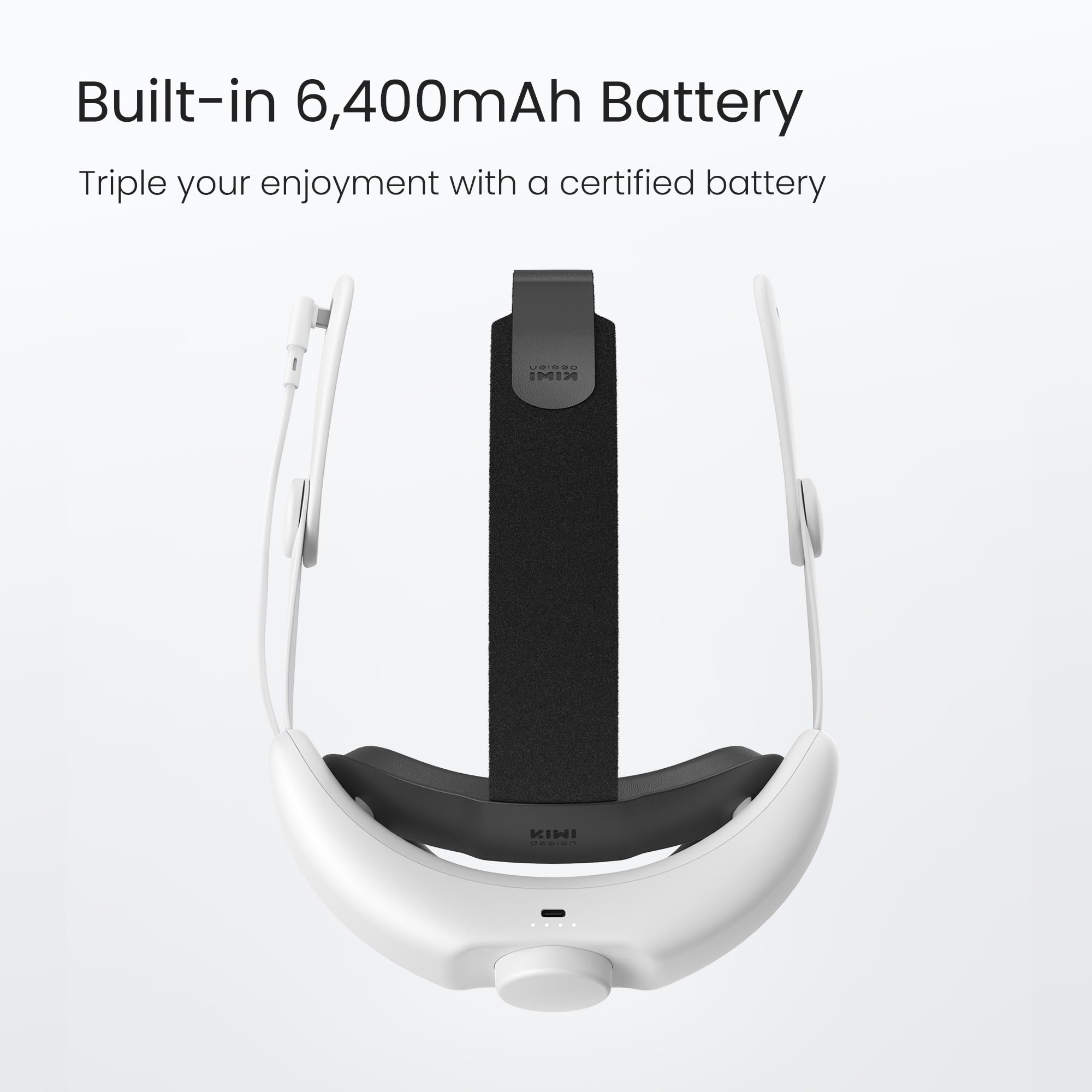KIWI design Battery Head Strap Compatible with Meta Quest 3/Quest 3S, 6400 mAh Battery Pack Head Strap Accessories, Fast Charging & Reduce Face Stress