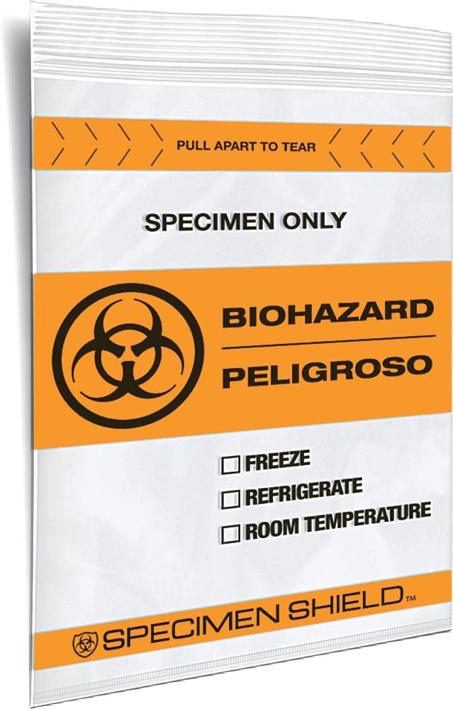 Interplas CZSB10-B Specimen Lab Bio Transport Bag without Back Flap, 10" Length, 8" Width (Case of 1000)
