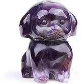 CrystalTears Amethyst Crystal Dog Figurine Gifts for Women Dog Lovers Men, 1.5” Healing Gemstone Dogs Puppy Statue Ornament for Home Office Desk Decor Cute Lucky Crystals Dogs Gifts for Christmas