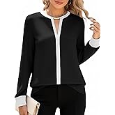 SOFIA'S CHOICE Women's Bow Tie Neck Corporate Outfits Long Sleeve Dressy Blouse Casual Business Shirt Top