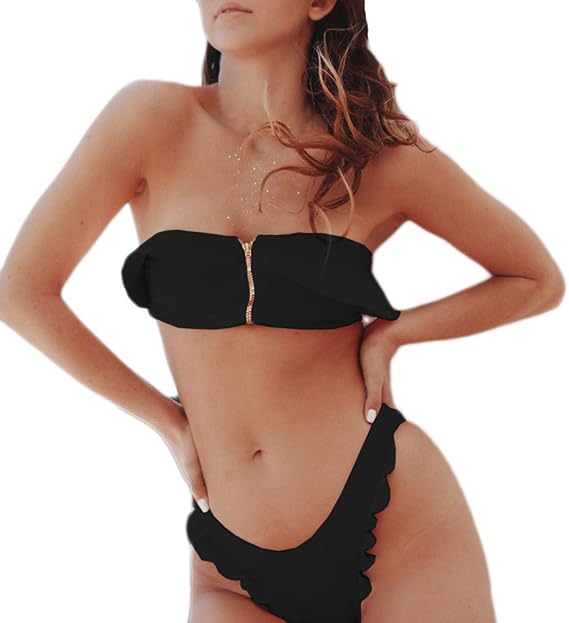 bandeau bikini mit reißverschluss vorne