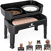 Sunhoo Elevated Dog Bowls Stand for Large Medium Dogs Raised Dog Food Dish Slow Feeder Feeding Station Licking Plate Adjustab