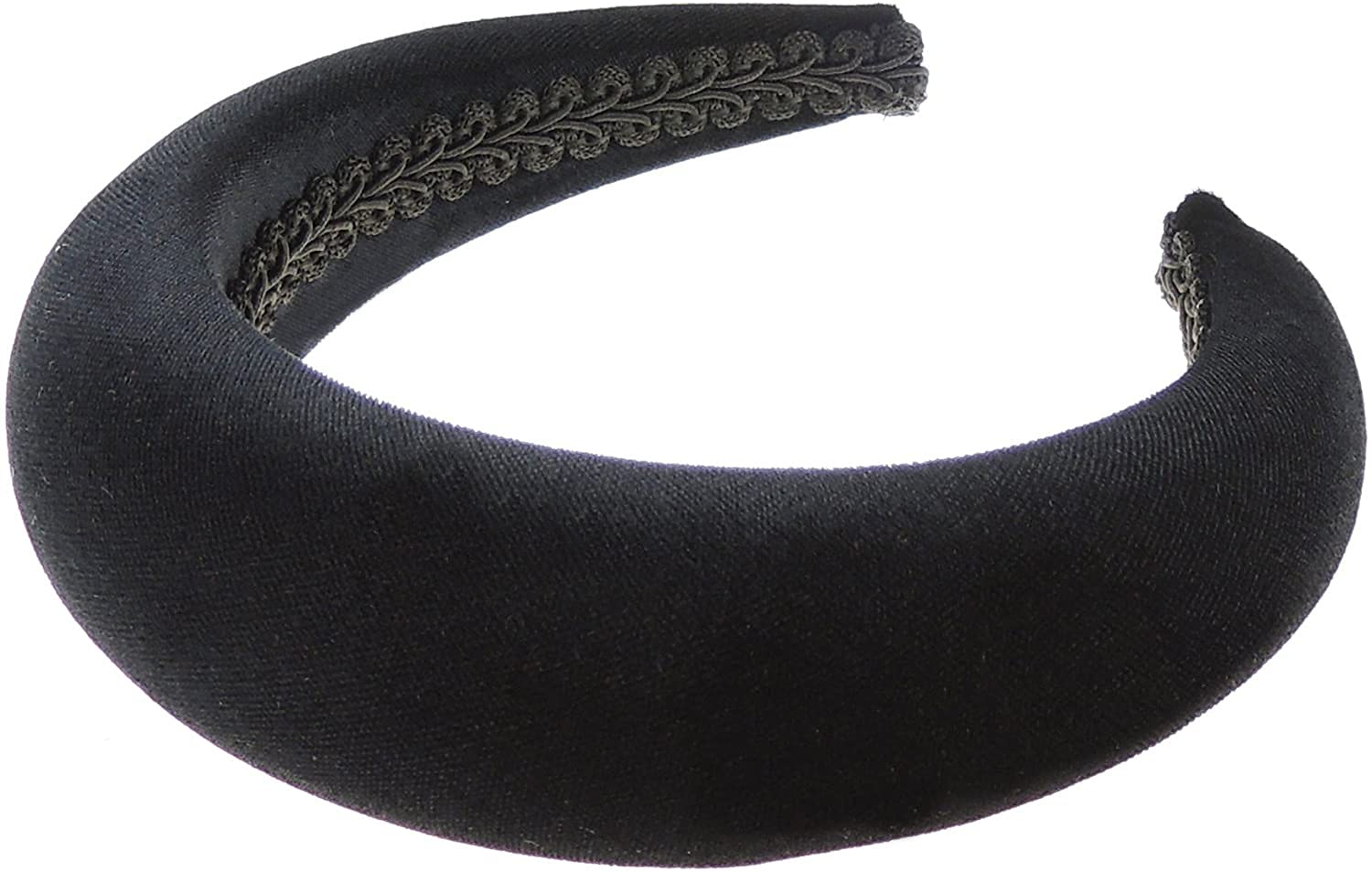 Womens Occasion Wedding Bridal Party Birthday Christmas Evening Wide Thick High Bump Padded Matador Velvet Velour Hair Hairband Headband Alice Band (Black, One Size)