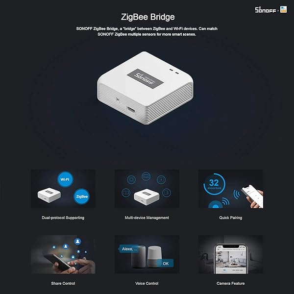 Leeofty ZBBridge Smart ZigBee Bridge Smart Home Hub Automatizacin Sistema de Controlador Soporte EWeLink Compatible con Amazon Asistente de