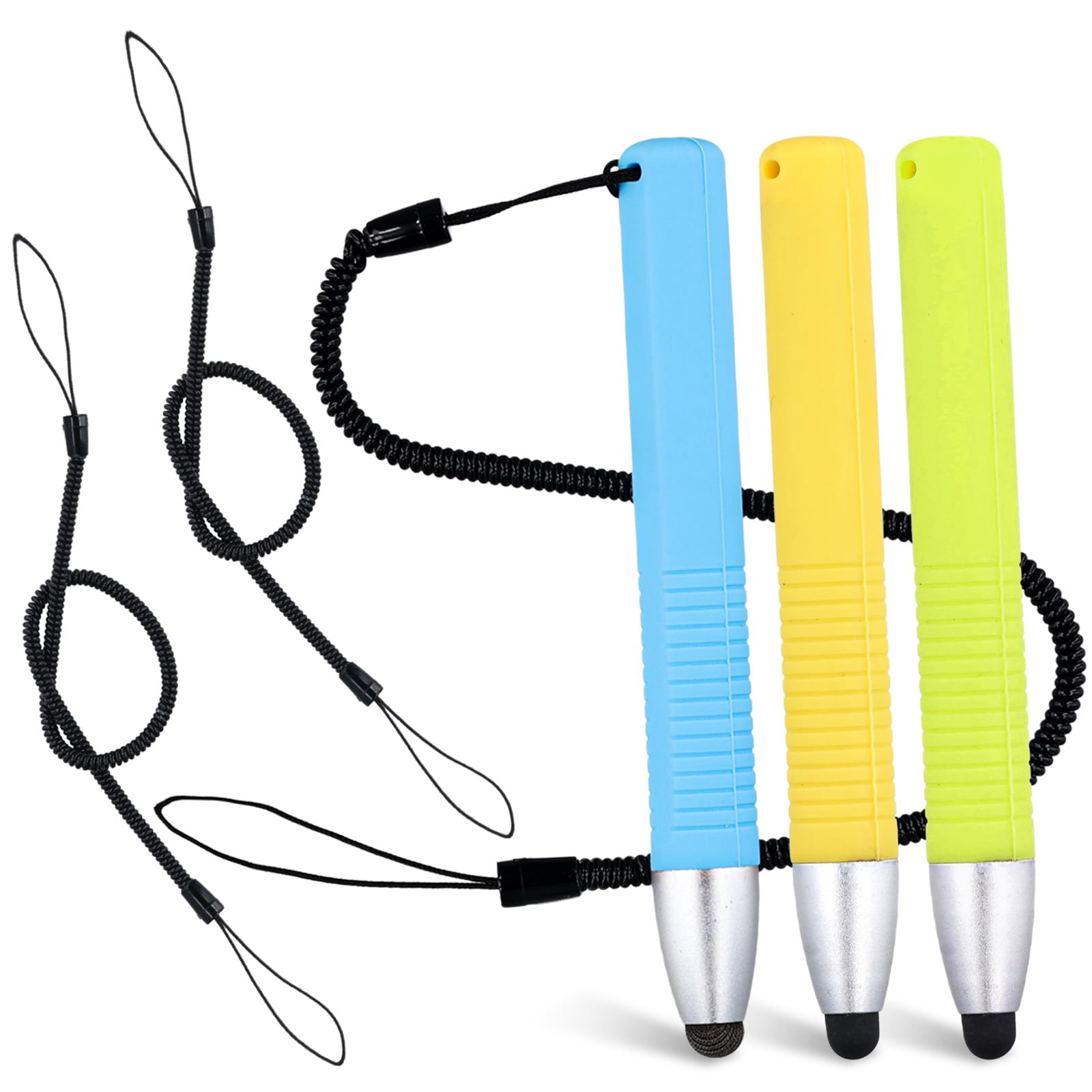 Kid-Friendly Stylus Pens for Touch Screens, Capacitive Kids Stylus with Spring Cord Children's Tablet Crayon Stylus Pen for iPad iPhone Kindle Fire Kids Smartphones
