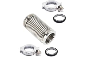 QMINOX KF40 Vacuum Hose Kit, 2-Pack 100mm SS304 Bellows with NW40 Flanges, 2 Clamps, 2 Rings, 2 FKM O-Rings for Vacuum System