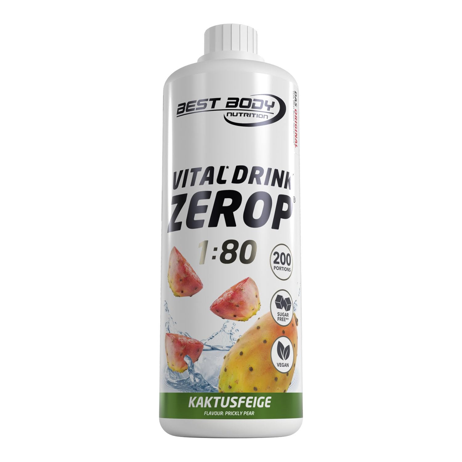 Best Body Nutrition ZEROP Vital Zuckerfreies Getränkekonzentrat Sirup Kaktusfeige Ohne Aspartam 1 L ergibt 80 L Getränk Fitness Drink mit Vitaminen B1 B6 Niacin Kalorienarm Wassersprudler