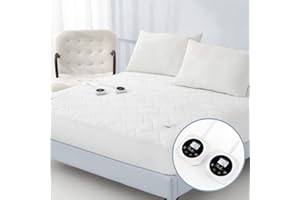 Reaks Electric Mattress Pad King Size, Quilted Heated Mattress Pad Dual Control with 10 Heat Settings, ETL Certified Bed Warmer with Timer for 1-12 Hours Auto Off, Lighted Button, White