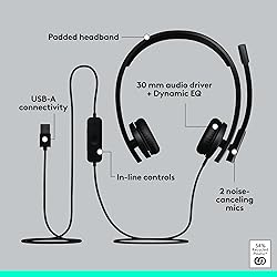 Logitech H570e USB Headset with Microphone for PC