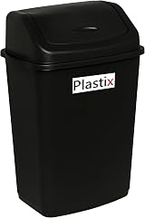 Plastix 30 Litre Swing Bin Black Plastic Waste Rubbish Kitchen Dustbin