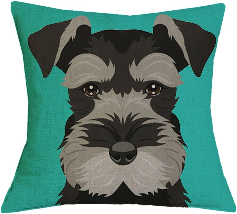 The Beach StopDecorative Miniature Schnauzer Dog Scatter Cushion Cover | Home Decor Gift Idea | 45x45cm 18x18” | Green