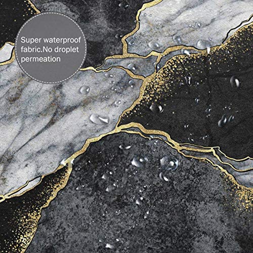 Klumiso, Black Grey & Gold Texture Marble Shower Curtain Set and Non