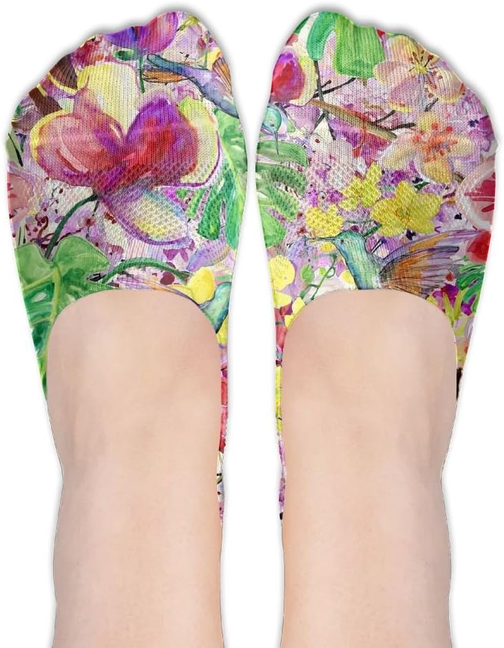 Woodpeckers Painting With Flowers Print Antiskid And Lovely Special Women's Sock One Size