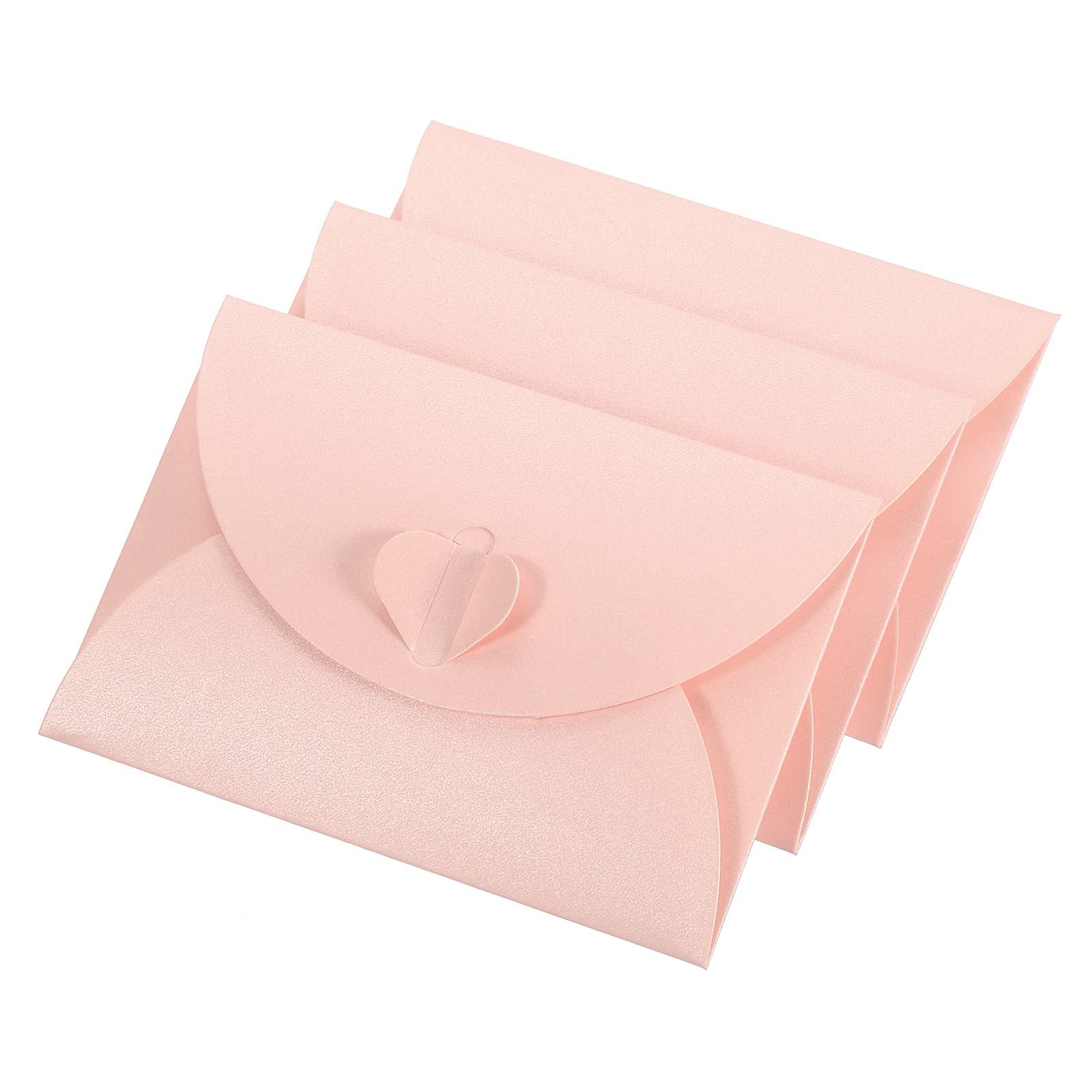 YOKIVE 50 Pack Mini Envelopes, Heart Shaped Clasp | Small Gift Card Holder, Great for Weddings Parties Boutiques(Pink)