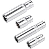 uxcell 1/4-inch Drive by 8mm &amp; 10mm Deep and Shallow Socket Set, 6-Point CR-V Steel