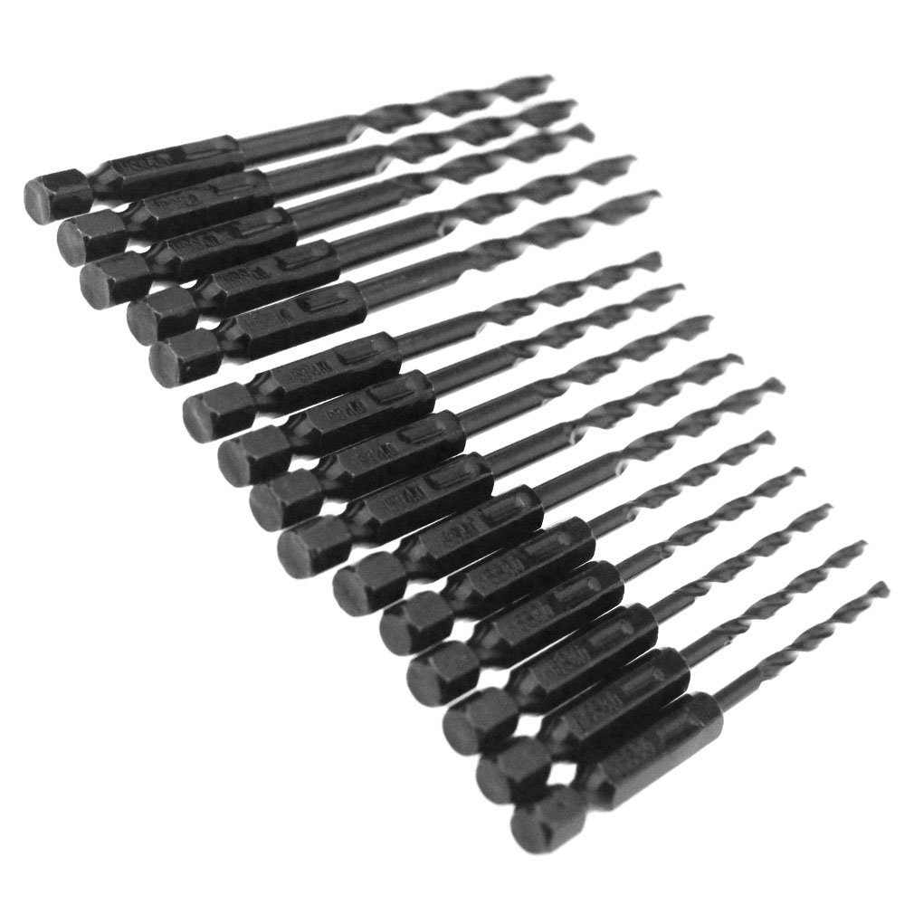 OTOTEC 3mm/4mm/5mm 1/4 Inch Hex Shank Hss High Speed Steel Drill Bits 15Pieces