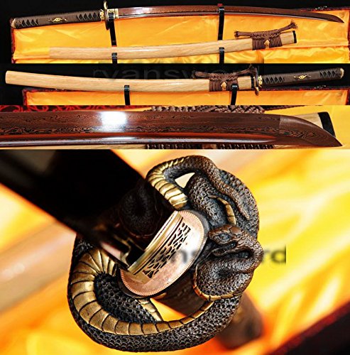 Damascus Red Folded Steel Japanese Samurai Katana Sword