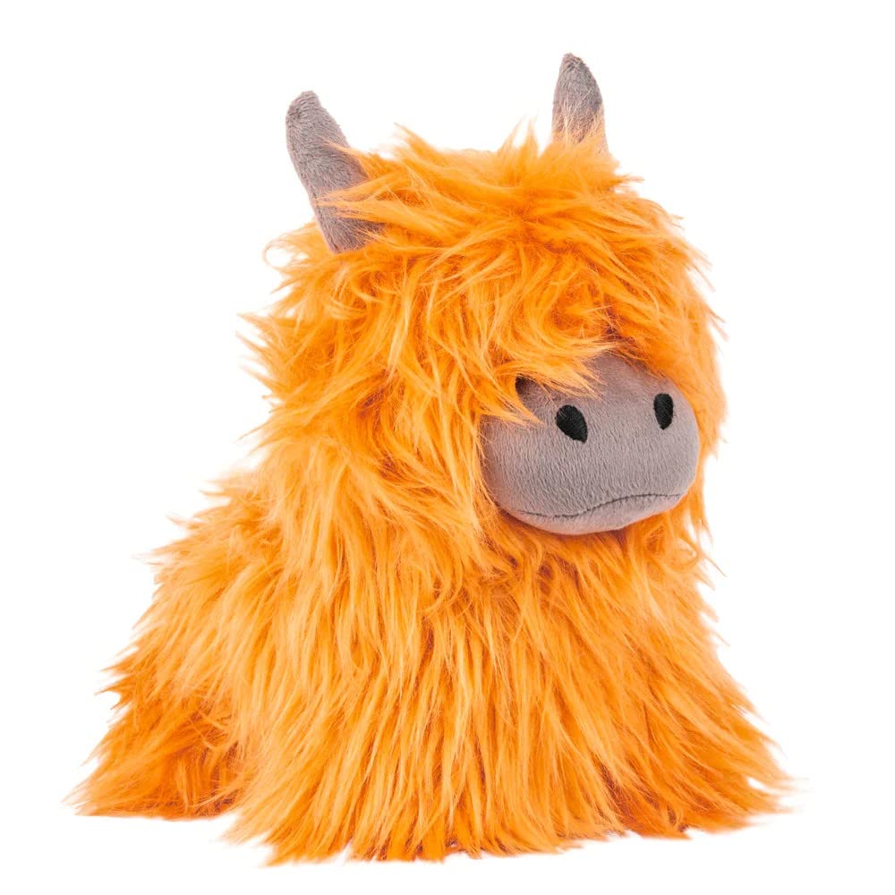 Paoletti Highland Cow Shaggy Door Stop – Faux Fur Weighted Animal Design Velvet Details for Interior Décor and Function (Orange – One Size)