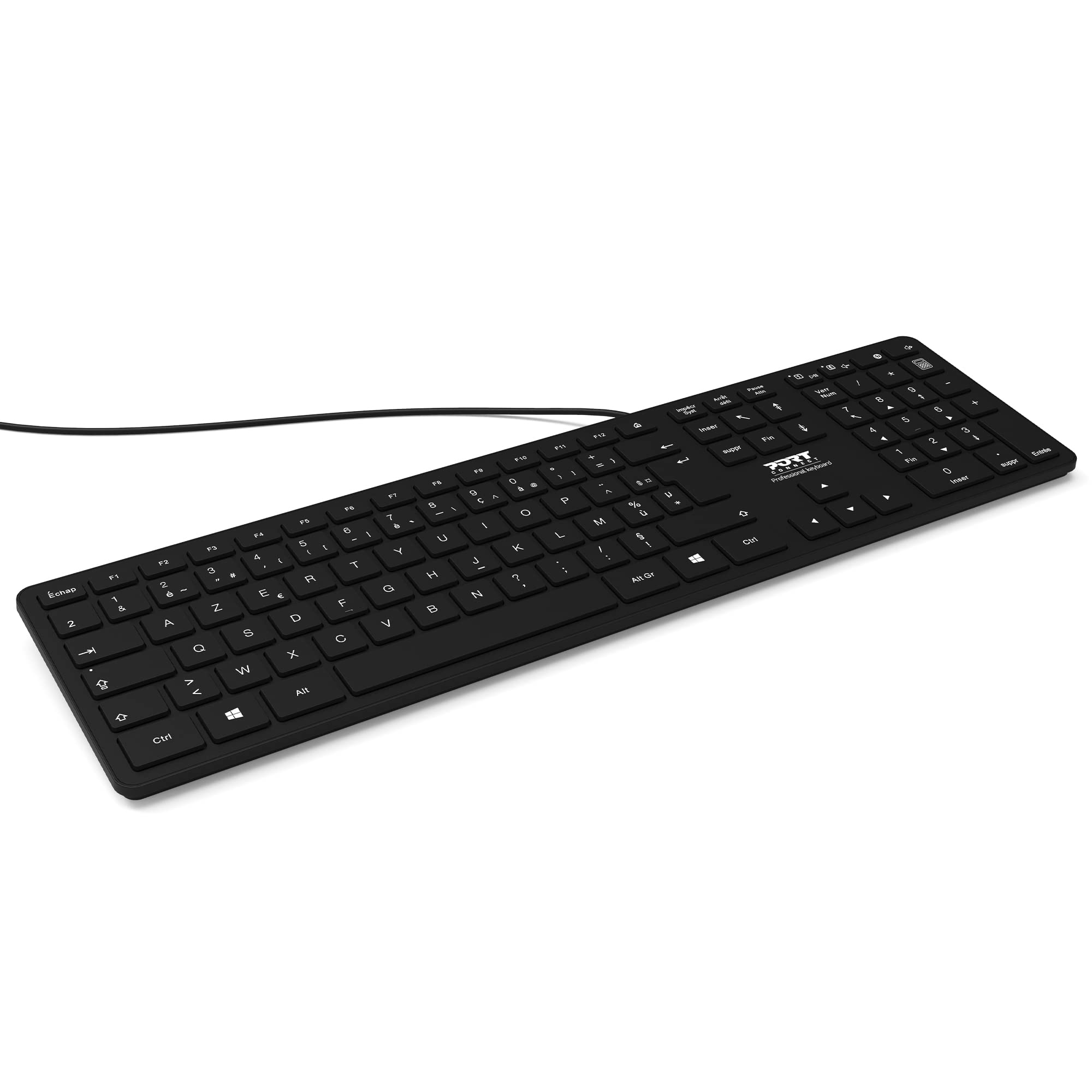 Port Connect USB-A/USB-C Slim Azerty FR Wired Professional Office Keyboard