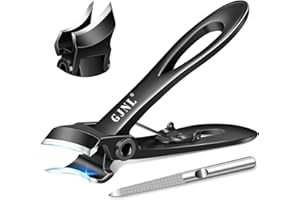 GJNL Slanted Toenail Clippers for Thick Toenails - 2025 Upgrade 45 Degrees Toe Nail Clippers for Men Women with Wide Jaw Opening, Heavy Duty Large Nail Clippers Black