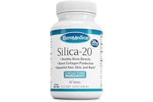 EuroMedica Silica-20 - Supplement Supports Bone Structure & Collagen Production - Strong Teeth & Healthy Bone Density Support - Aids Hair, Skin & Nails Health - 60 Tablets (30 Servings)