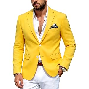 MOGU Mens Linen Suit Blazer Casual Summer Sport Coat Lightweight Slim Fit Jacket for Business Wedding Travel