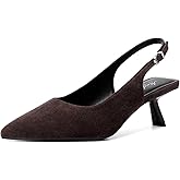 Mostrin Kitten Heels for Women Pointed Toe Pumps Patent Leather Low Heel Slingback Heels with Buckle Dress Shoes for Dating Party Working