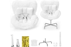 PARAQUIP Car Seat for Dolls 10-17cm, Cute Doll Accessory with Soft Furry Cushion, Air Vent Clip & Desktop Stand, Display Sofa for Blind Box Labu Fans & Collectors, Functional Car Ornament (White)
