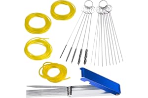 4 pcs Fuel Line and 3 Carburetors Carbon Dirt Jet Remove Cleaner, FineGood Cleaning Wires Needles Nylon Brushes Set, with 4 Sizes Hose Tube for Weedeater Chainsaw Motorcycle ATV Moped Welder Carb