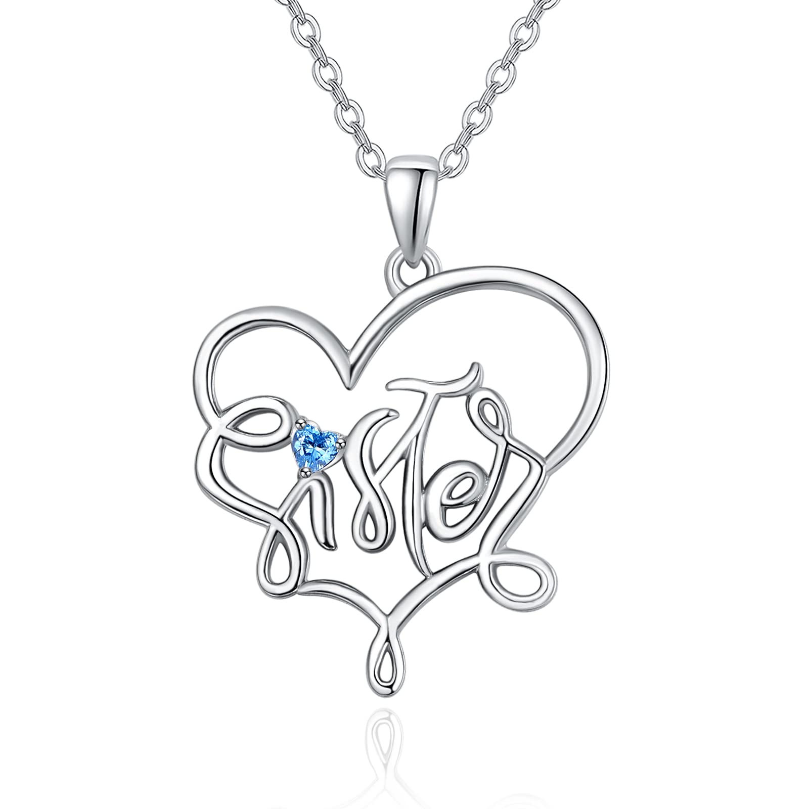 Sister Gifts from Sister 925 Sterling Sliver Cubic Zirconia Always My Sister Forever My Friend Pendant Friendship Necklace Fine Jewellery Birthday Gifts for Women Girls