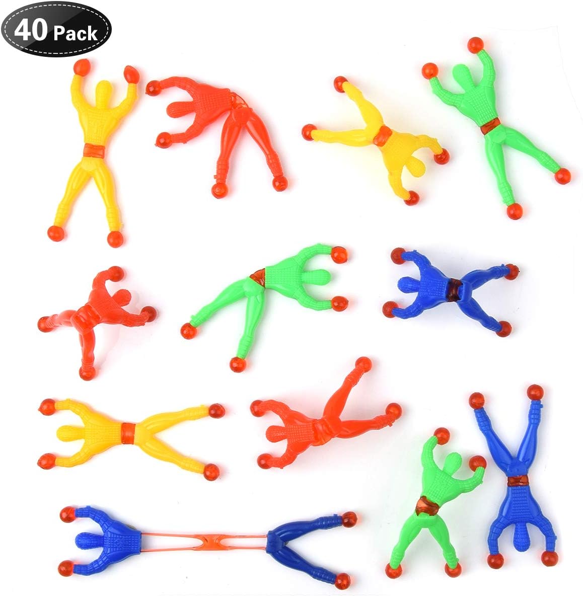Hotgod 40 Pcs Window Crawler Men, Multicolored Sticky Action Figure Rolling Men Wall Climbers Toys for Party Favor (Random Color)