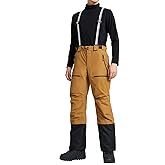 Pioneer Camp Mens Snow Ski Pants Waterproof Insulated Fleece Lined Snowboard Hiking Outdoor Zipper Bottom Leg With Suspenders