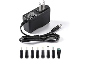 LITSTAR 12V 2A Power Supply AC Adapter Replacement with 8 Tips, Regulated 12 Volts 2000mA Cord Charger for LED Strip Light, CCTV Camera, GPS, Webcam, Router, BT Speaker DC12V Transformer (6ft)