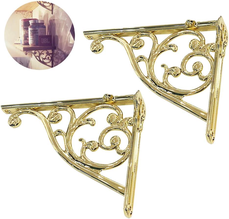 Shelf Brackets 2 X Brass Shelve Brackets Vintage Floating 200mm Gorgeous Shelf Support Gold Shelving Brackets Rustic Nordic Style With Screws