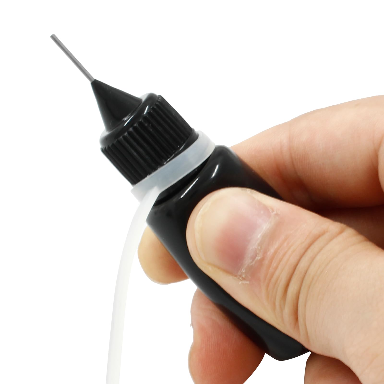 Piutouyar 10ml Black Precision Tip Applicator Bottles, 10 Pcs Fine Tip Metal Needle Squeeze Bottles for DIY Crafts Acrylic Painting