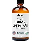Black Seed Oil Organic Cold Pressed Unrefined Glass Bottle | USDA Certified Organic Black Cumin Seed Oil | High Thymoquinone Omega 3 6 9 | For Immune Support, Joints, Digestion, Hair, Skin | 16 Fl oz