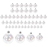 ZUOKEMY 48 Pcs Iridescent Christmas Ornaments Balls, 4 Different Sizes, DIY Clear Christmas Ball Decoration Fillable Iridesce