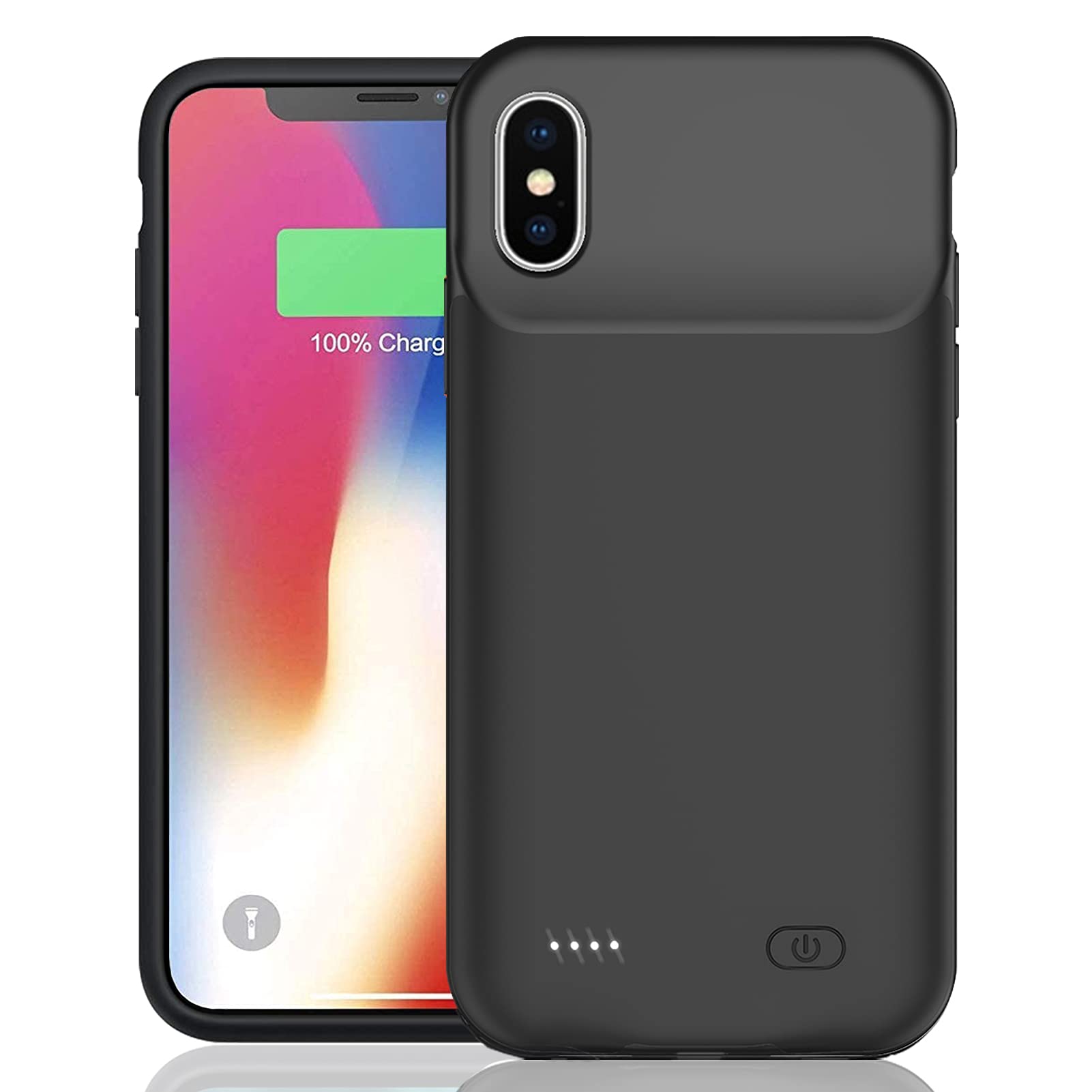 KCKEM Battery Case for iPhone X/XS, Upgraded 7000mAh Ultra-Slim Portable Rechargeable Extended Pack Charging Compatible with X/XS (5.8 inch) Power Bank Charger Cover & Carplay (Black) (FYT-A68)