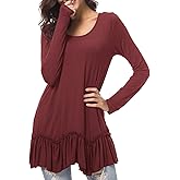 Urban CoCo Women's Casual T-shirt Solid Long Sleeve Tunic Tops
