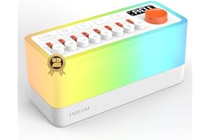 TMEHM 3-in-1 Sleep Sound Machine with 8 Mixable Nature Sounds, Portable Bluetooth Speaker & 12-Color Night Light, White Noise, Sleep Timer & Breathing Exercises for Babies, Kids, and Adults