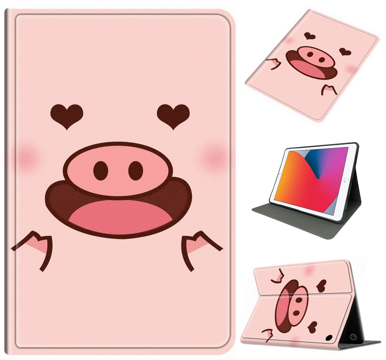 iPad 8th Gen Case 2020,iPad 7th Genneration 10.2 Case,AIRWEE Slim Lightweight Stand Cover with Auto Wake/Sleep for Apple iPad 10.2 Inch 2019/2020,Pink Cute Pig