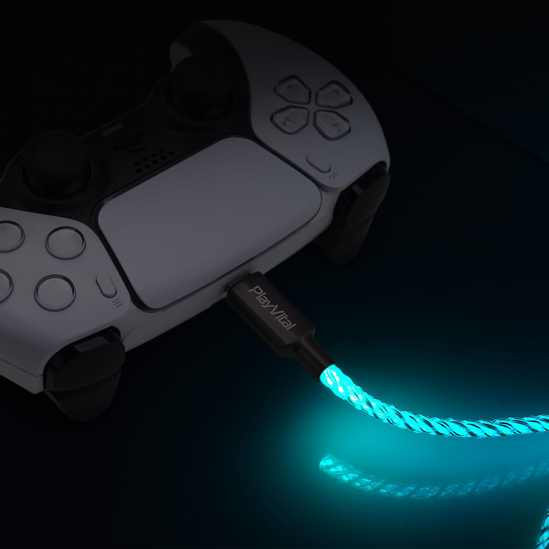 6.56FT Illuminated Charging Cable for ps5 for ps5 Edge Controller, Type C to C Charging Cord for Gamepad, Universal LED Light Up Data Cord for Xbox Core/Elite Series 2/Switch Pro Controller