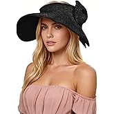Nirvjour Women’s Wide Brim Visor Hat Foldable Straw Sun Hat UV Protection Beach Cap